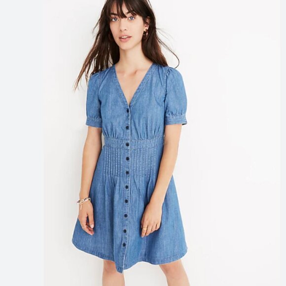 Madewell Blue Button-Down Dress - Picture 1 of 5